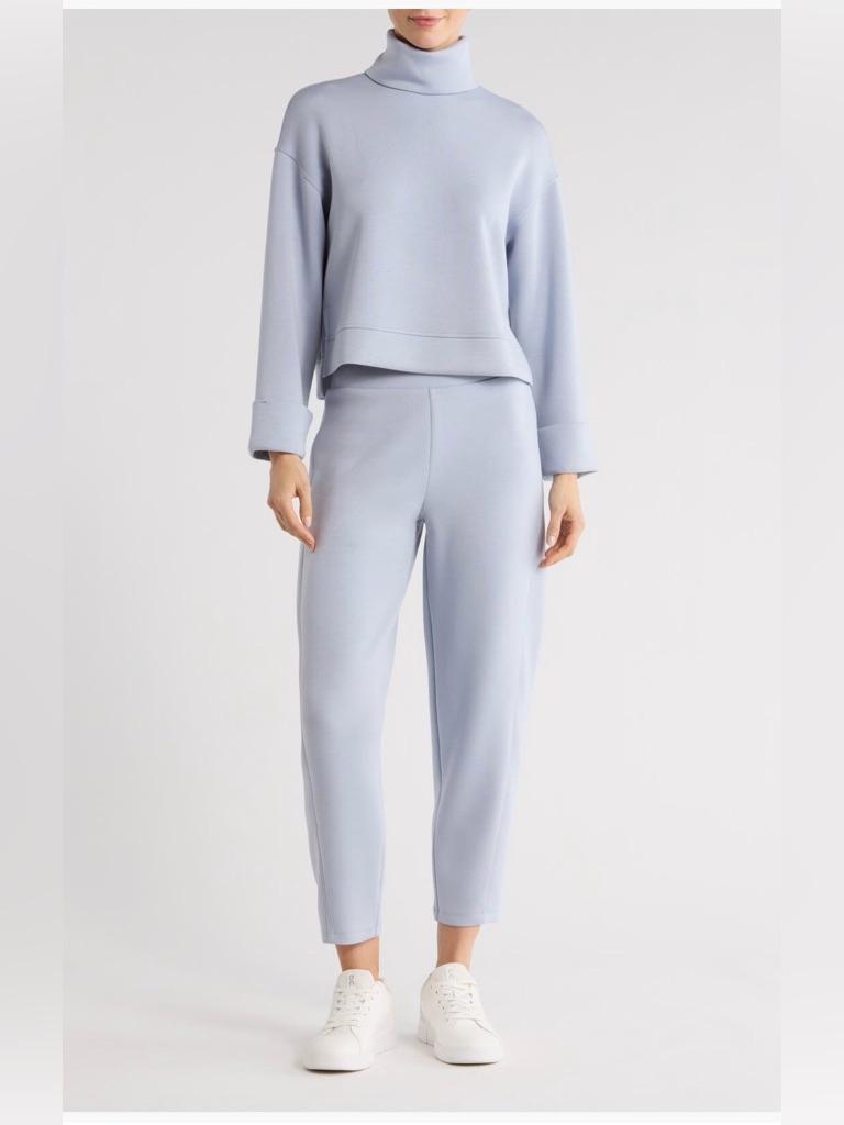 Spanx Light Blue Cropped Turtleneck Sweatshirt